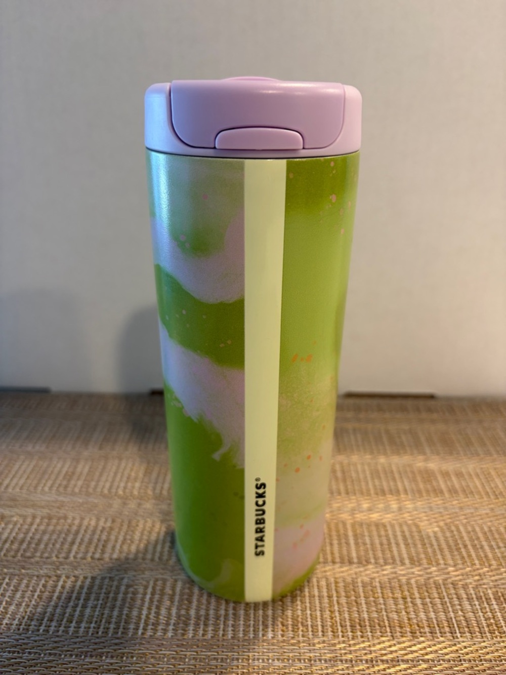 Starbucks Green and Lilac Swirl Travel Tumbler - Picture 2 of 4
